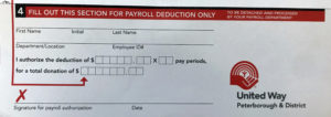 United Way Payroll Deduction Tear off