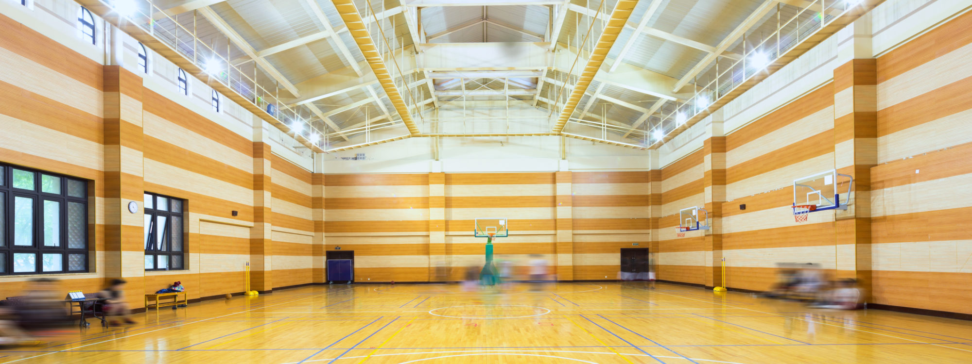 empty basketball court in modern gym