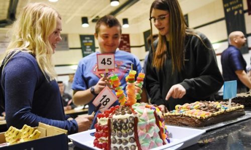people looking a cakes in competition