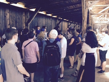 student standing in line