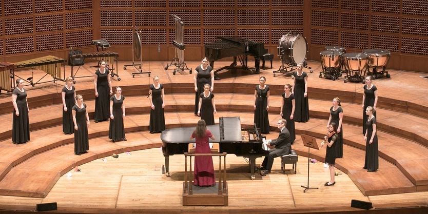 student choir performing at competition