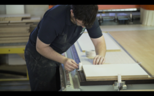 student working at table