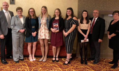 Students lined up to receive award
