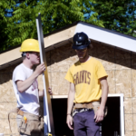 student working at construction site