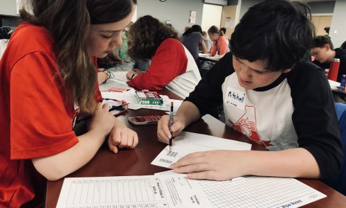 students working during math competition