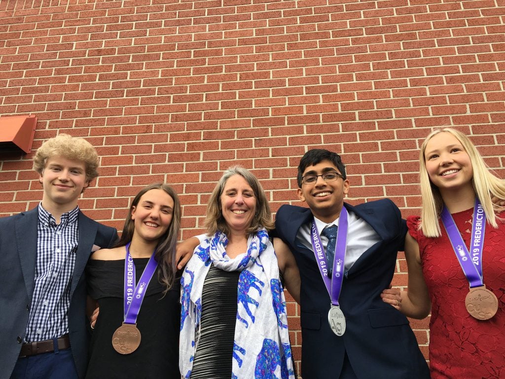 winners of science fair with medals