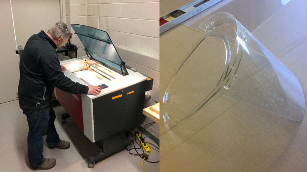 Man working on Laser Cutter making plastic components