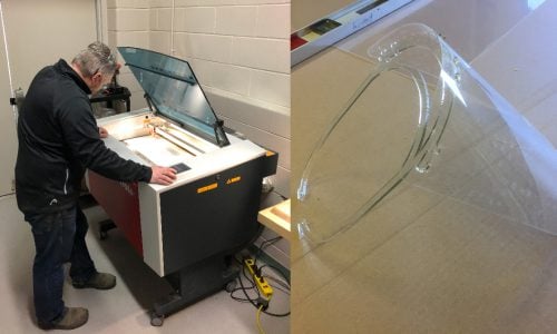 Man working on Laser Cutter making plastic components