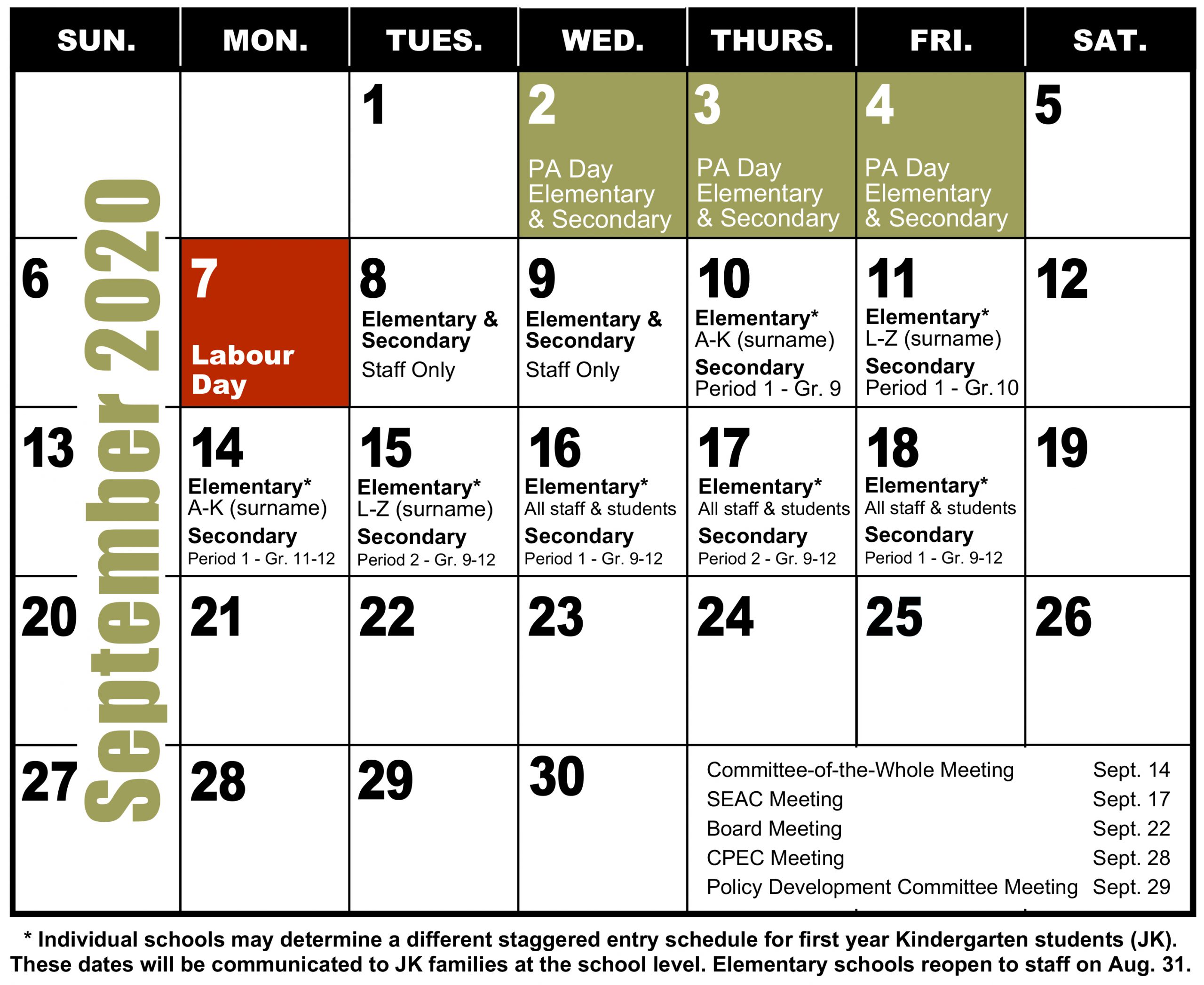 School Year Calendar PVNCCDSB