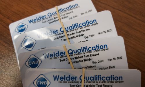 A bundle of welding certifications