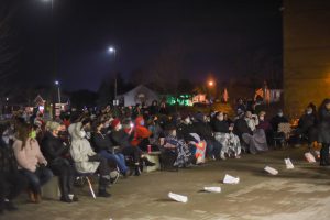 Audience outdoors at St. Mary CSS.