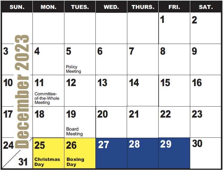 School Year Calendar PVNCCDSB