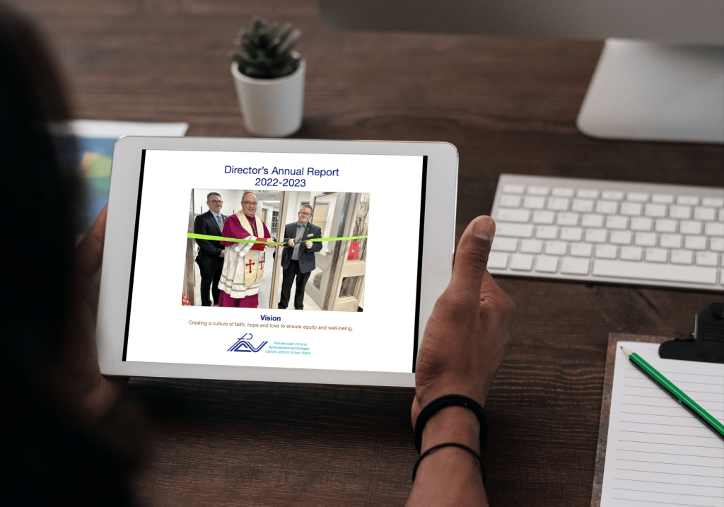 Image of Director's Annual report on tablet.