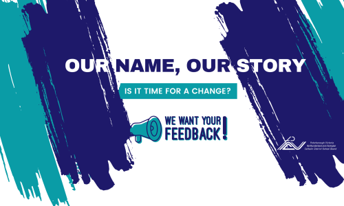 Graphic with text and blue and teal paint brush stroke graphics