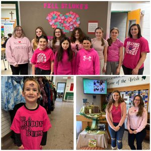 Collage of students and staff wearing pink for Pink Shirt Day