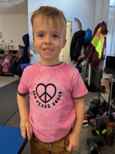 student wearing pink for Pink Shirt Day