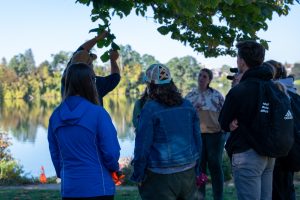 Group of students learn about the environment.
