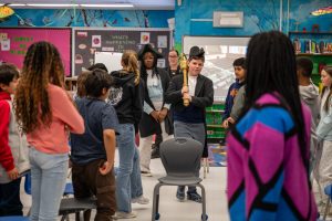Students participate in a mock legislature debate.